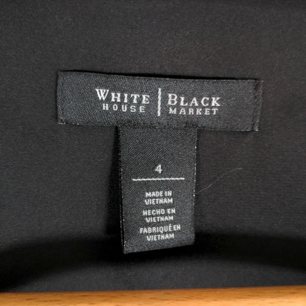 White House Black Market Black Sheath Dress Size 4 Black Sleeveless Belted Lined - Picture 6 of 8